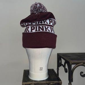 Burgundy Victoria Secret Pink knit Beanie
